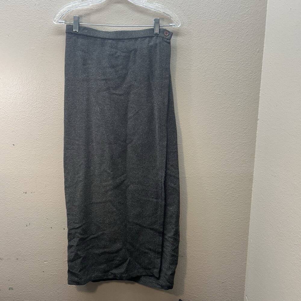 EILEEN‎ FISHER Wool Silk Brown Yarn Knit Long Maxi Skirt VTG Wrap Style 90s Y2K